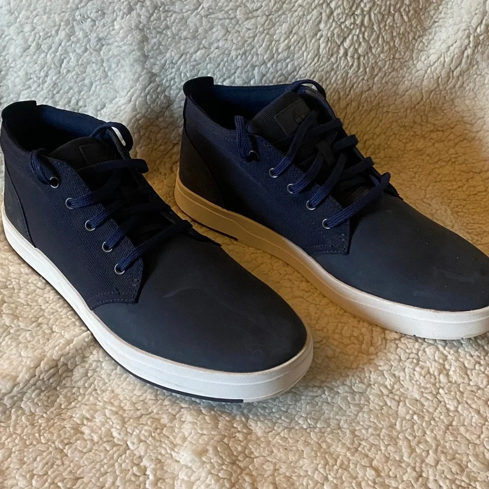 Timberland Groveton Chukka Mens 10.5 Navy Blue Nubuck Cordura Sneakers A1SF3